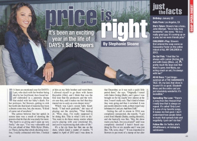 Saleisha Stowers
For: Soap Opera Digest, July 2018
