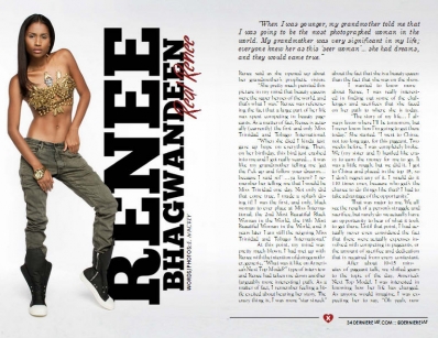 Renee Bhagwandeen
Photo: E. Mackey
For: DerniÃ¨re Vie Magazine, Issue 1
